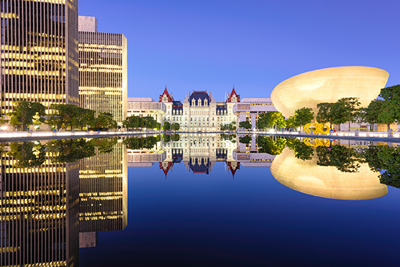 Use Driven Rewards points to explore Albany, a city served by Trailways bus service and charter bus rentals