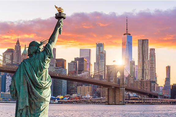 Use Driven Rewards points to explore New York City, a city served by Trailways bus service and charter bus rentals